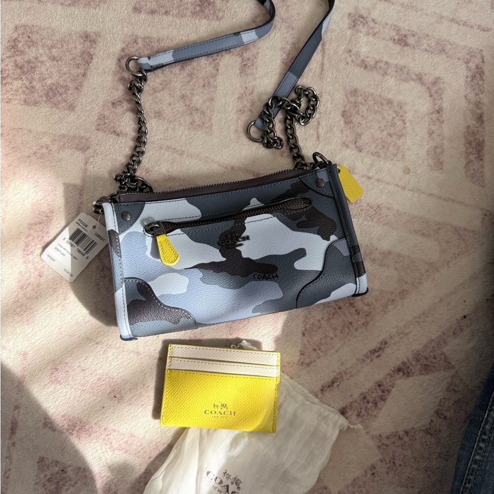 Coach Camouflage Crossbody Bag - Blue and Yellow